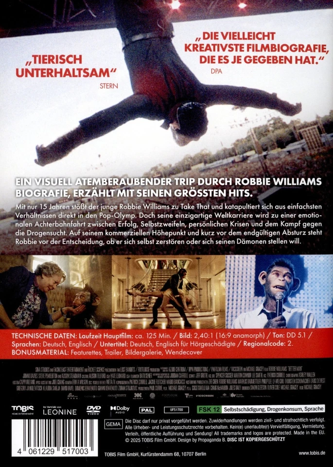 Better Man - Die Robbie Williams Story - DVD - Neu und Originalverpackt - Bild 2 von 2