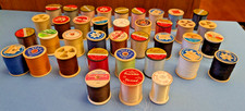 Lot of 38 spools of fabric sewing thread, assorted brands and colors, vtg