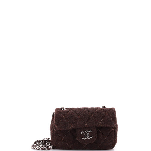 Chanel Chain Flap Bag Quilted Wool Extra Mini