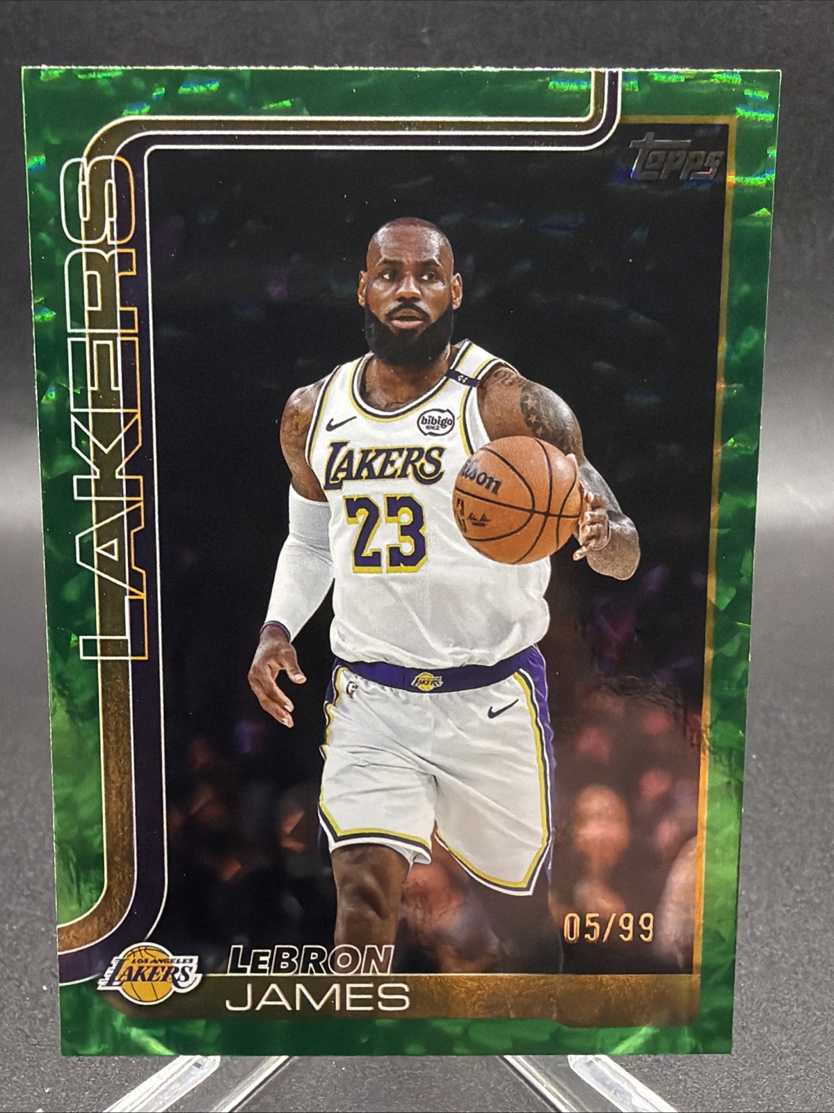 2025-26 Topps Crackleboard Green LeBron James /99 Lakers #150 C25