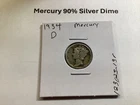 1934 D Mercury 90% Silver Dime from Denver Mint 123025 13r