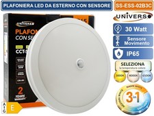 PLAFONIERA SMD LED CIRCOLARE 30W CON SENSORE DI MOVIMENTO SWITCH SELEZIONE LUCE