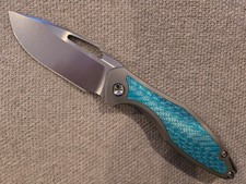 Koenig Arius Non-flipper - Brightwashed W Polished Flats M390 Aqua Blue Twill Koenig Arius Non-flipper - Brightwashed W Polished Flats M390 Aqua Blue Twill