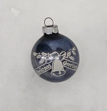 Vtg Mercury Glass Christmas Greetings Stencil Ornament Shiny Brite Feather Tree