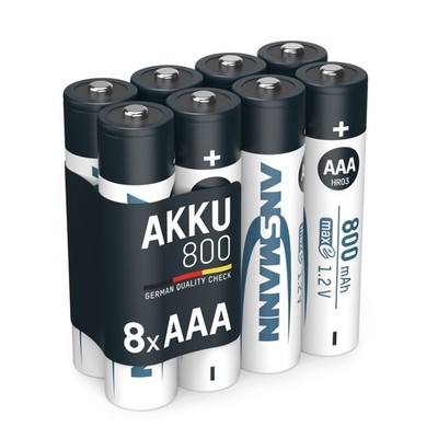 8x ANSMANN NiMH Akku Micro AAA 800mAh maxE HR03 Sparset 5035042
