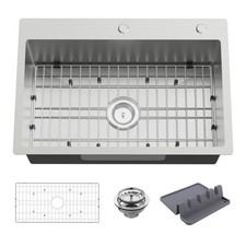 Kitchen And Bar Sink, 27x18 Inch Stainless Steel Drop In Modern Single Bowl T...