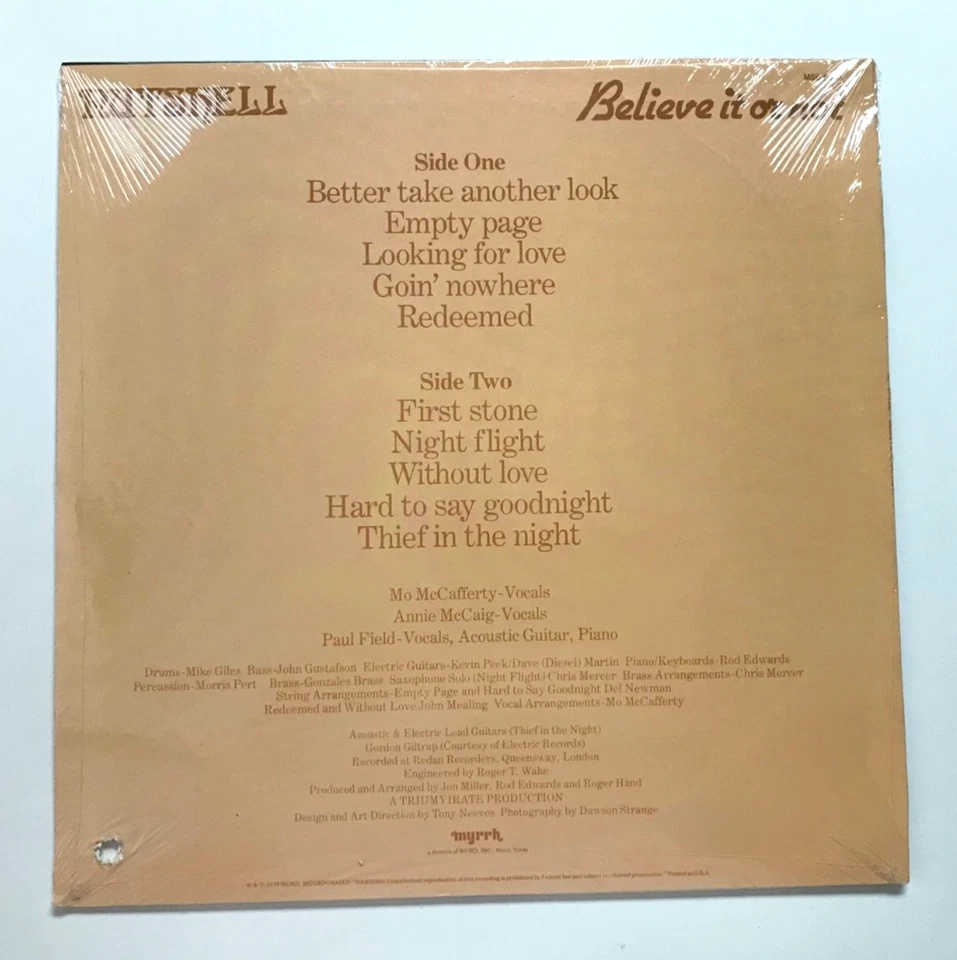 NUTSHELL: Believe it or Not  (Vinyl LP Record Sealed) King Crimson Roxy Music - Image 2 of 3