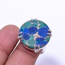 Copper Azurite Chrysocolla 925 Sterling Silver Ring s.7 R86, Christmas Gift