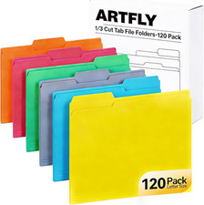 120 Pack Colored File Folders, 1/3 Cut Tab Letter Size 8.5" X 11" Manila Folders
