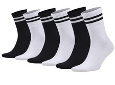 Men  s Tennis Crew Socks 6 Pairs Cotton Athletic Striped Thin Breathable