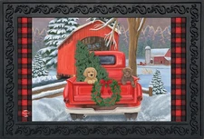 Briarwood Lane Winter Puppy Pickup Christmas Doormat