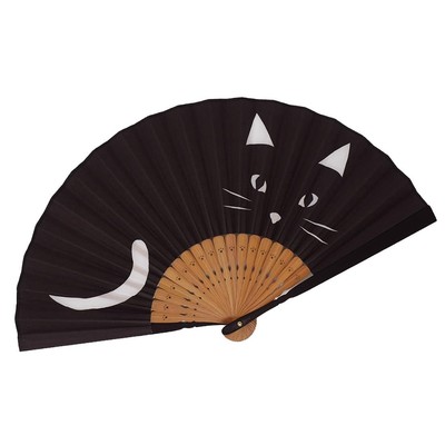 [Stylish Kimono Iroha] Cat Silhouette Fan Women's Japanese Paper Fan (Cat's Eye)