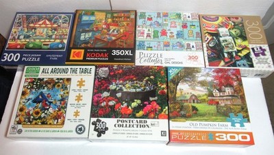 Lot 6 Complete + 1 New Large Piece 300 pc Puzzles Old Tin Toys Grandma's Kitchen