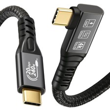 USB-C 3.2 Gen2x2 20Gbps Cable 90 Degree 4K 60Hz 5A/240W PD3.1 Thunderbolt 3/4