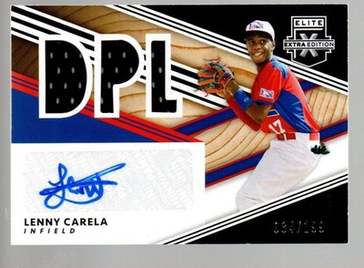 2020 Elite Extra Dominican Mat'l Auto #DMS-LC Lenny Carela /199