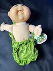 1980s Cabbage Patch Kid Preemie Baby Blonde Green Eyes Teal Pink Floral Swaddle