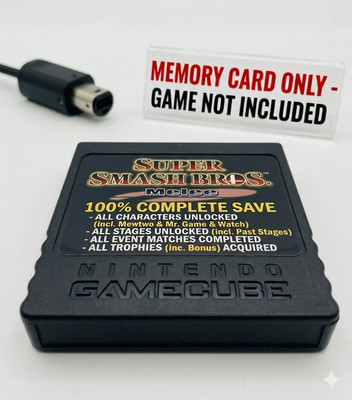 GameCube Memory Card Smash Bros. Melee Spielstand: ALLE Charaktere & Stages 