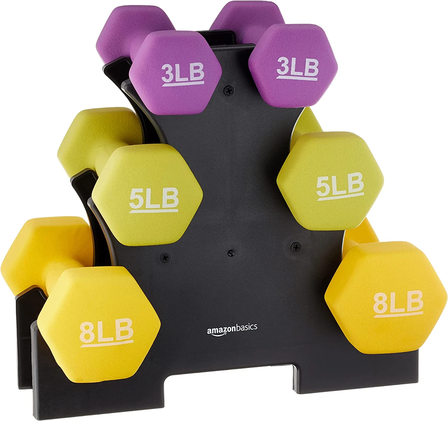 6PCS Neoprene Dumbbell Hand Weights for Exercise and Muscle Toning - 3, 5, 8lbs