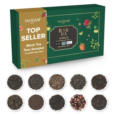 VAHDAM, Assorted Black Tea Loose Leaf Gift Set for 10 Count (Pack of 1)