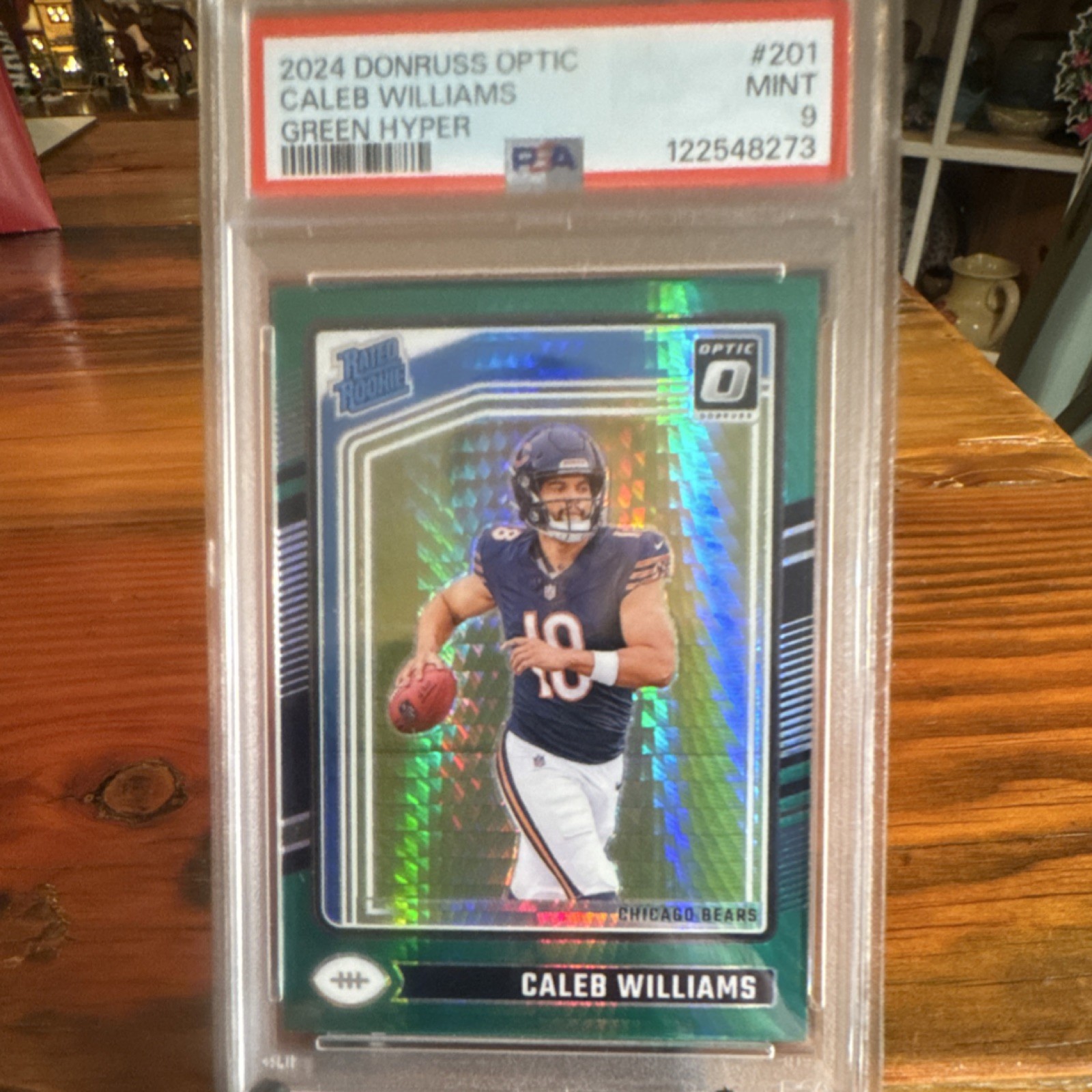 Panini 2024 Donruss Optic Caleb Williams #201 Green Hyper Prizm PSA 9