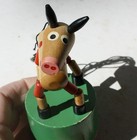 Pferd Holz Finger Drückpuppe unbeschriftet Vintage Schiebepuppe Spielzeug +