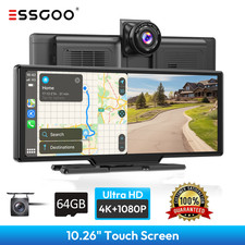 10.26" 4K Car Portable Wireless Apple CarPlay Android Auto Touch Screen Radio