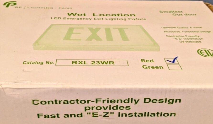 ROYAL PACIFIC LIGHTING LED EMERGENCY EXIT FIXTURE WITH RED LETTERS RXL 23WR E-Z - Image 2 of 3