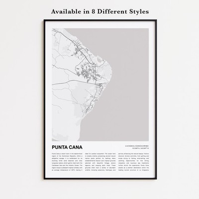 Punta Cana Map Print, La Altagracia Travel Poster, Modern Map, Wall Decor Art