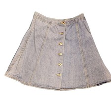 Y2K No Excuses Femme Fatale Button Front Denim A-Line Skirt Blue Size 8