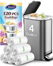 Teivio Small Trash Bags 4 Gallon 120 Counts Clear Bathroom Bin Liners