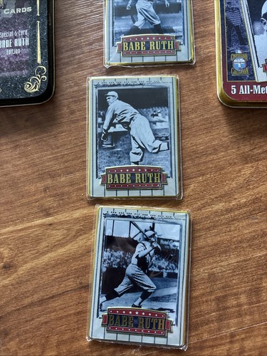 2 Sets verschiedene seltene Babe Ruth (5 Metall Baseball Karten) mit Sammlerdose neuwertig - Bild 4 von 8