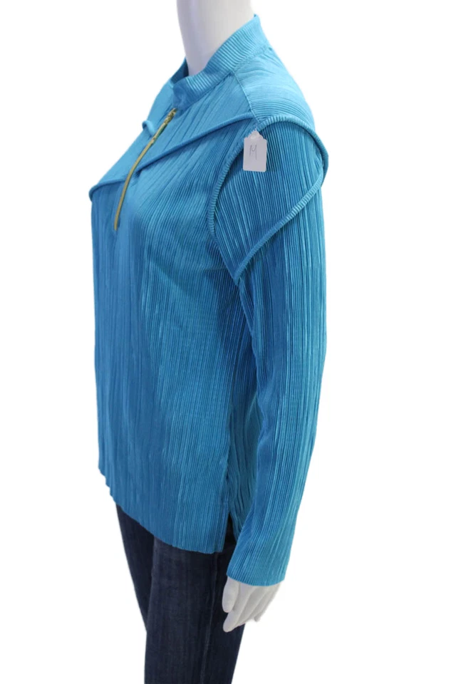 Blusa Jamie Sadock Mujer Plisada Detalle Cremallera Azul Talla M Foto 2 de 4