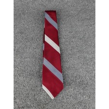 Wembley Red Gray White Striped Silk Blend Necktie