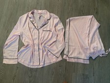 Victoria's Secret Pink Luxe Satin Pajama Set Small Button Top Wide Leg Pants NWT