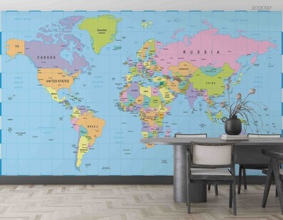 3D Country Geography World Map Wallpaper Wall Murals Removable Wallpaper
