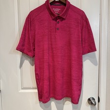 Tommy Bahama IslandZone Polo Shirt XL Pink Performance Stretch Golf Leaf