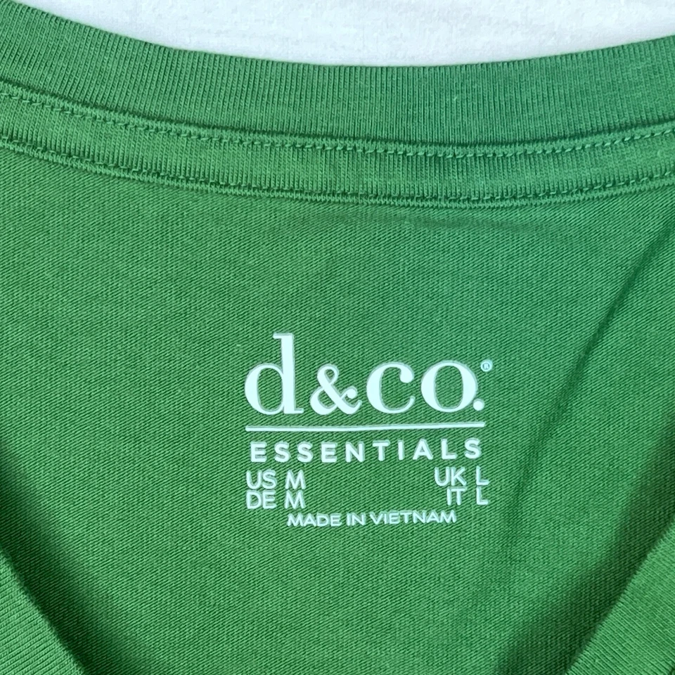 Denim & Co Top Mujer M Verde Essentials Perfect Jersey Camiseta Manga 3/4 Cuello en V Foto 3 de 4