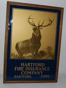ANTIQUE ADVERTISING HARTFORD FIRE INSURANCE CO. Hartford Conn Wood Framed 21"x15