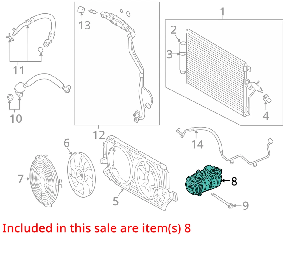 Mercedes-Benz Sprinter 2500 2023 2,0 L diésel compresor de aire acondicionado OEM ID 0008301301 Foto 3 de 4