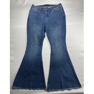 Judy Blue Women's Super Flare Raw Hem Stretch Denim Jeans - Size 18W (38x33.5)