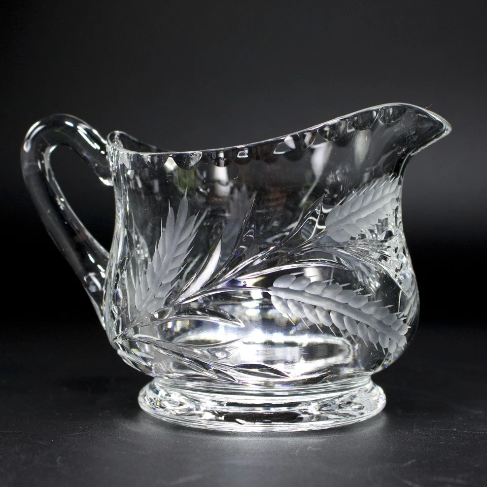 Cambridge Crystal Harvest Cut 1053 Creamer Set Wheel Graycut Elegant Midcentury - Image 4 of 4