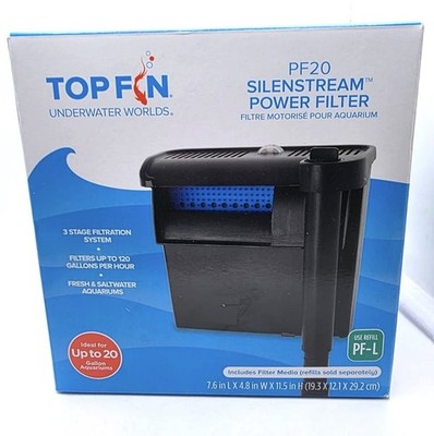 Top Fin Silenstream PF20 Power Water Filter 20 Gal. New! For Aquariums 