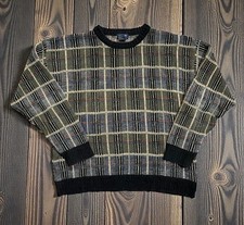 Vintage Dockers Knit Geometric Grandpa Sweater Size Large Fits Boxy