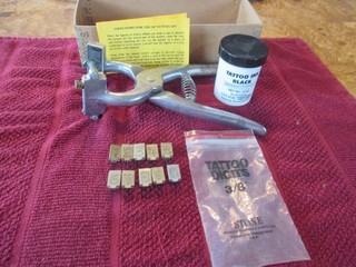 Stone Manufacturing Co. Small animal tattoo kit with ear release & 0 9 digits