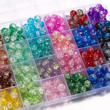 100x Glass Crackle Beads Loose 8mm Spacer Beads for Jewelry Making Handmade DIY