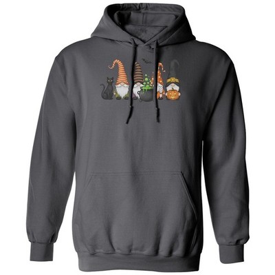 Halloween Gnomes Black Cat - Spooky Season Vibes Unisex Hooded Sweatshirt