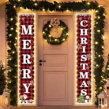 71 x 12 Inches Merry Christmas Lighted Banner for Doorway Porch Yard, Festive...