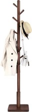 Solid Wood Coat Rack, Free Standing Hall Coat Tree with 8 Hooks, 3 Height Option