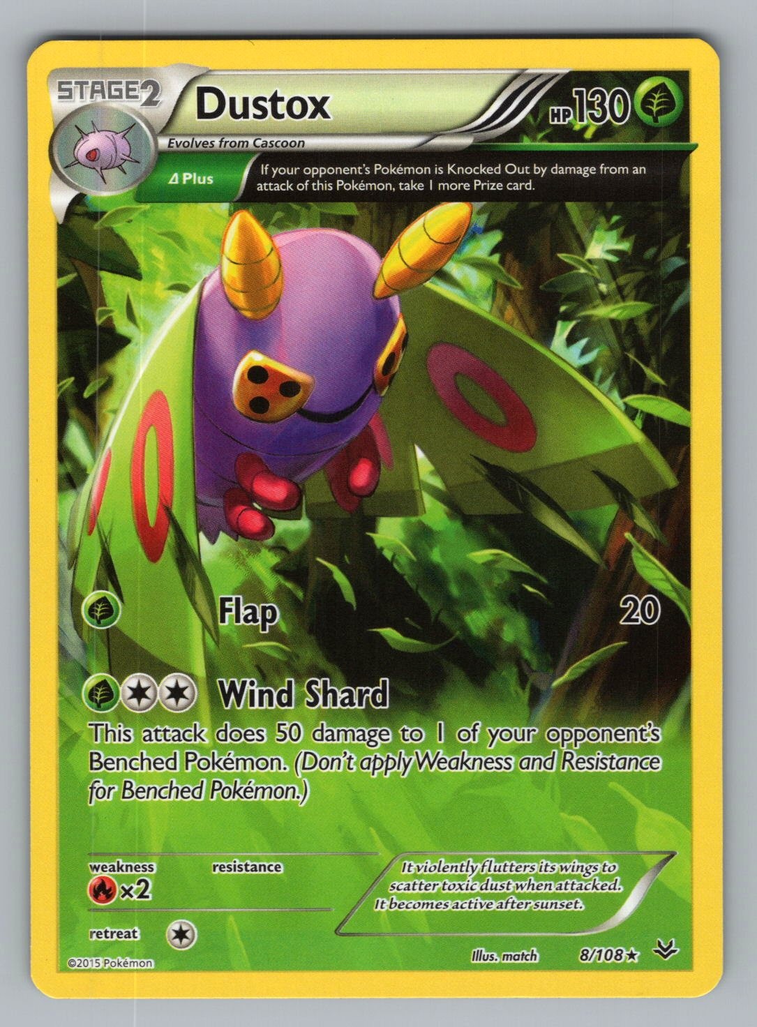 DUSTOX 8/108 R ROARING SKIES POKEMON NM ROS 2015