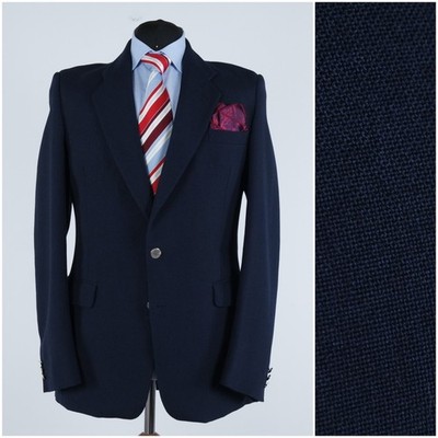 Herren Vintage Blazer 42 L UK Größe VELM Navy Blau Wolle Schweden Sport Mantel Jacke